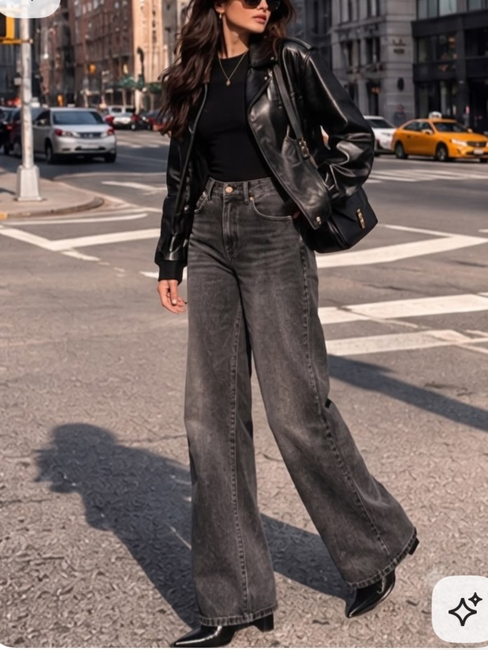 Wide Leg High-Rise Jeans in Charcoal Gray - NWT, size 8